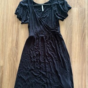 Michael Stars Black Flutter‎ Sleeve Top Wrap Dress Size 0 One Size Fits Most EUC